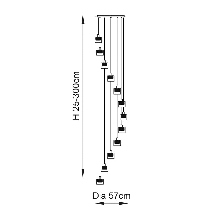 Endon 76518 Verina 12lt Pendant Chrome plate & clear glass 12 x 3W LED G9 (Required) - westbasedirect.com