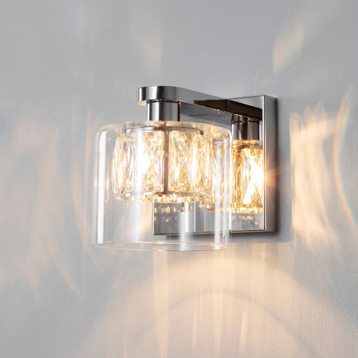 Endon 76521 Verina 1lt Wall Chrome plate & clear glass 3W LED G9 (Required) - westbasedirect.com