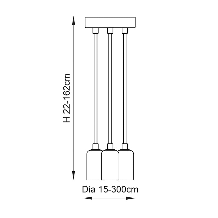 Endon 76576 Studio 3lt Pendant Chrome plate 3 x 60W E27 GLS (Required) - westbasedirect.com