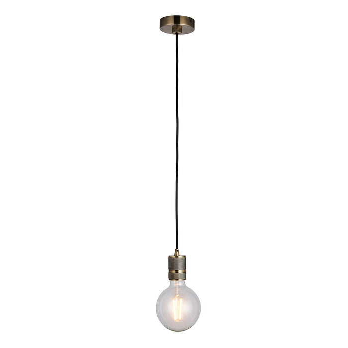 Endon 76587 Urban 1lt Pendant Antique brass plate 60W E27 GLS (Required) - westbasedirect.com