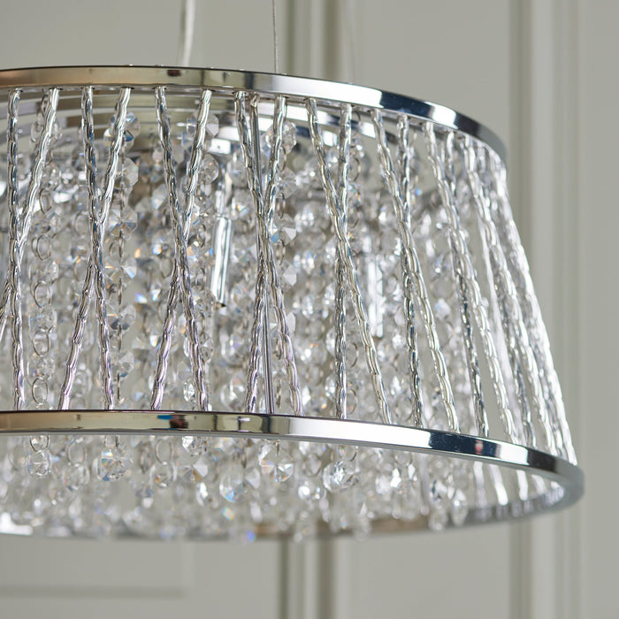 Endon 76694 Sophia 5lt Pendant Chrome plate & clear crystal 5 x 28W G9 clear capsule (Required) - westbasedirect.com