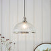 Endon 76713 Hansen 1lt Pendant Bright nickel plate & clear ribbed glass 60W E27 GLS (Required) - westbasedirect.com