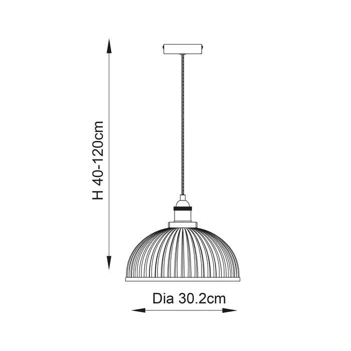 Endon 76713 Hansen 1lt Pendant Bright nickel plate & clear ribbed glass 60W E27 GLS (Required) - westbasedirect.com