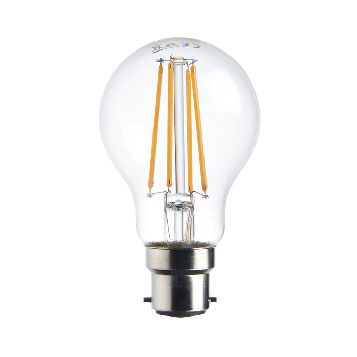 Saxby 76800 B22 LED filament GLS dimmable 8W Clear glass & bright nickel plate 8W LED B22 Warm White - westbasedirect.com