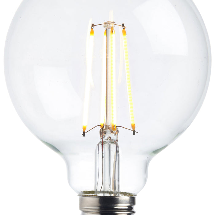 Saxby 76801 E27 LED filament globe dimmable 95mm 7W Clear glass & bright nickel plate 7W LED E27 Warm White - westbasedirect.com