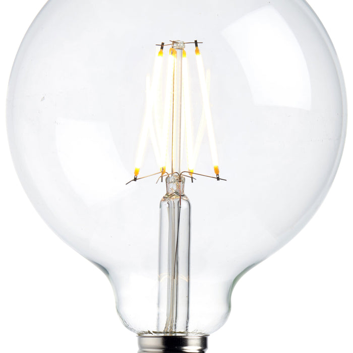 Saxby 76802 E27 LED filament globe dimmable 125mm 7W Clear glass & bright nickel plate 7W LED E27 Warm White - westbasedirect.com