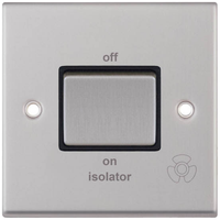 Selectric 7MPRO-208 7M-PRO 10AX 3 Pole Fan Isolator Switch - Satin Chrome, Black Insert