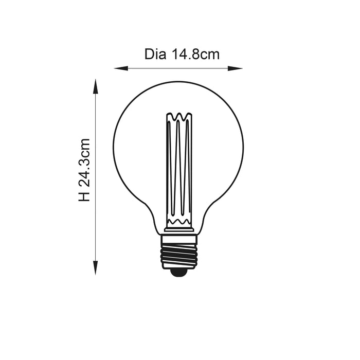 Endon 77084 XL E27 LED Globe 1lt Accessory Amber glass 2.5W LED E27 Warm White - westbasedirect.com