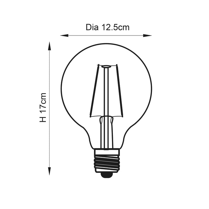 Endon 77111 E27 LED filament globe 1lt Accessory Amber glass 2W LED E27 Warm White - westbasedirect.com