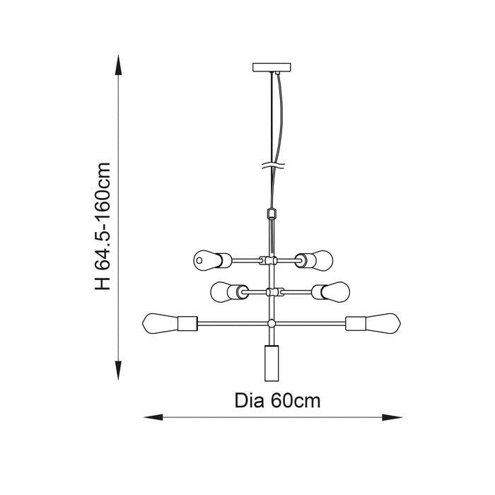 Endon 77114 Rubens 6lt Pendant Satin brass plate 6 x 60W E27 GLS (Required) - westbasedirect.com