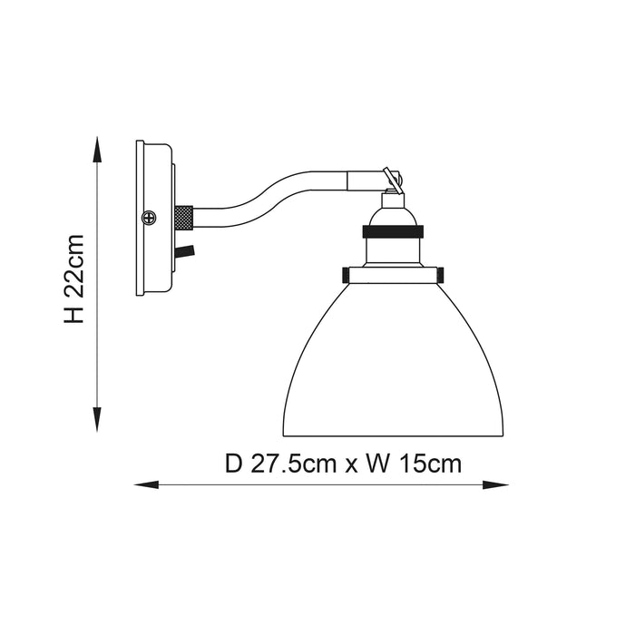 Endon 77273 Hansen 1lt Wall Antique brass plate & clear glass 40W E14 golf (Required) - westbasedirect.com