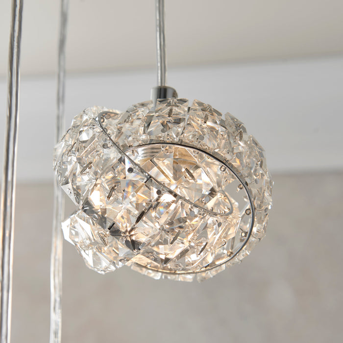 Endon 77566 Talia 5lt Pendant Chrome plate & clear crystal 5 x 28W G9 clear capsule (Required) - westbasedirect.com