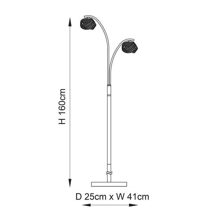 Endon 77569 Talia 2lt Floor Chrome plate & clear crystal 2 x 28W G9 clear capsule (Required) - westbasedirect.com