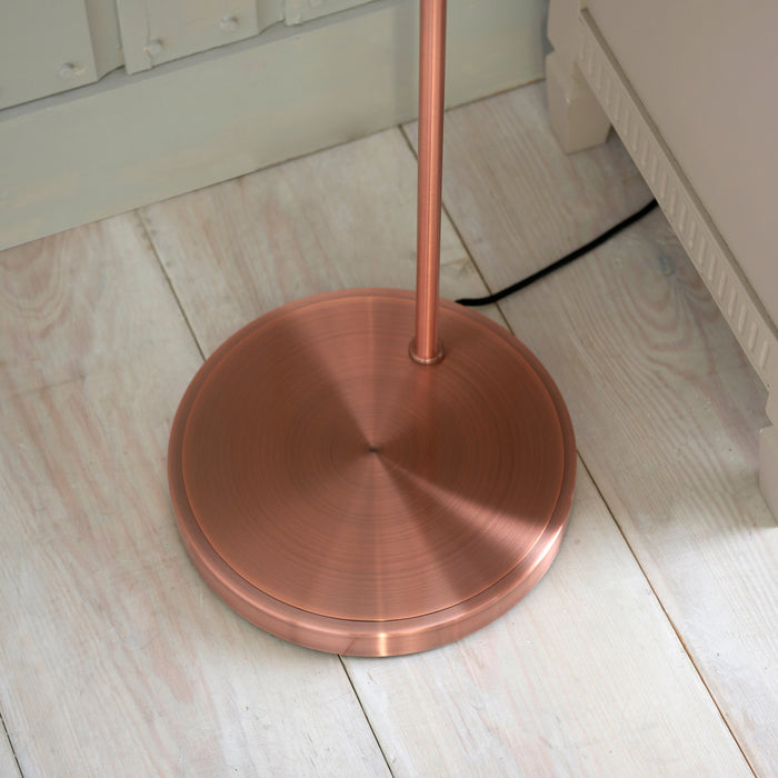 Endon 77862 Hansen 1lt Floor Aged copper plate & clear glass 40W E27 GLS (Required) - westbasedirect.com