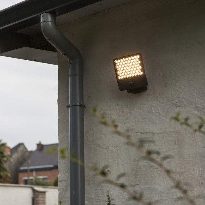 Lutec 7801608118 ATLANTIS 24W IP54 LED Anti Glare Floodlight with PIR 3000K - Dark Grey