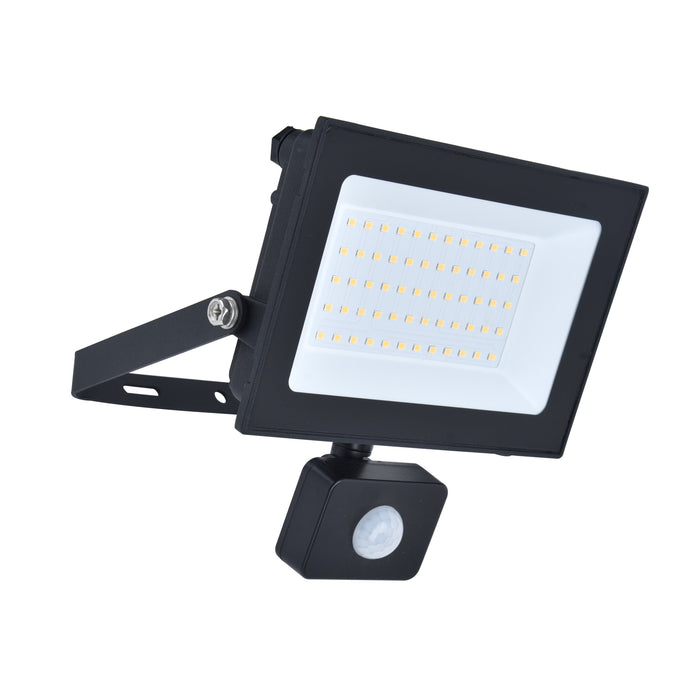 Lutec 7801708012 HALO 50W IP44 LED Floodlight with PIR 4000K - Black