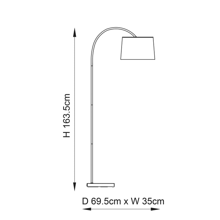 Endon 78163 Carlson 1lt Floor Matt black & light grey fabric 60W E27 GLS (Required) - westbasedirect.com