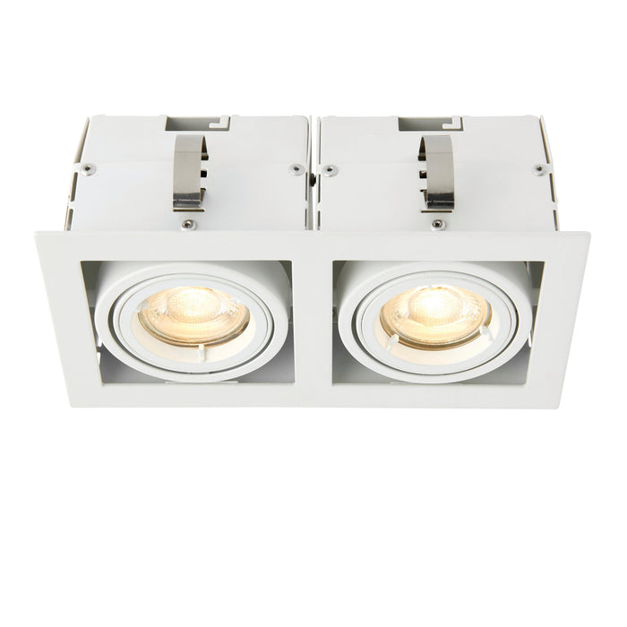 Saxby 78534 Garrix white Twin 10W Matt white 2 x 10W LED GU10 Cool White (Required) - westbasedirect.com