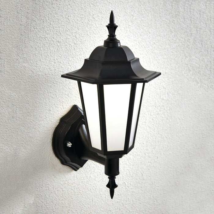 Saxby 78617 Evesham CCT 7W IP44 LED Wall Lantern 3000K/4000K/6000K - Matt Black
