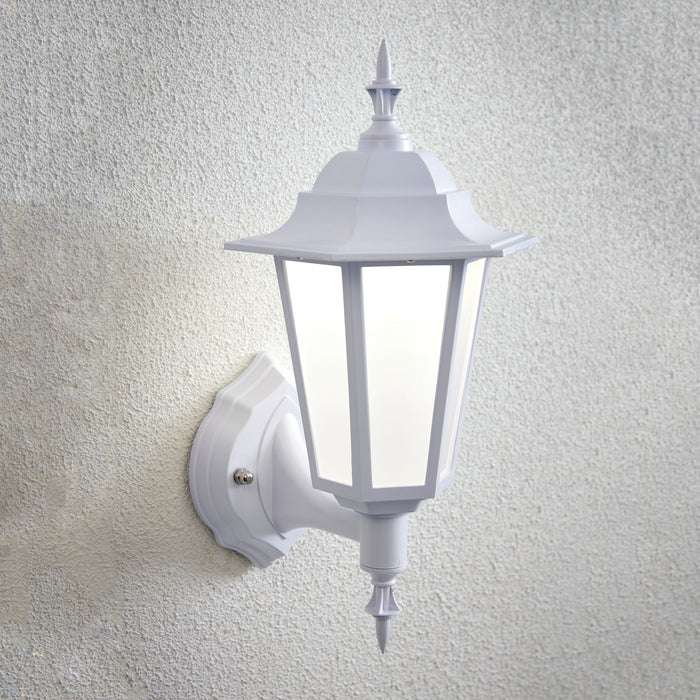 Saxby 78618 Evesham 7W IP44 LED Wall Lantern 4000K - Matt White