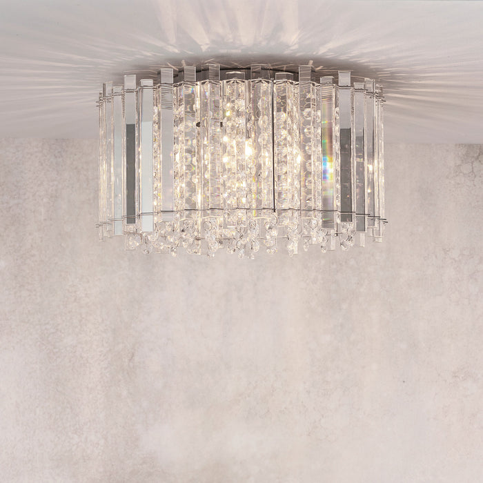 Endon 78698 Hanna 4lt Flush Clear crystal glass & chrome plate 4 x 3W LED G9 (Required) - westbasedirect.com