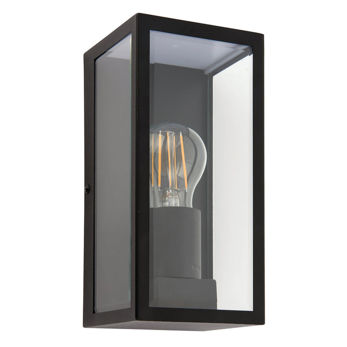 Saxby 78757 Breton wall Black IP44 28W Matt black paint & clear glass 28W E27 Eco GLS (Required) - westbasedirect.com