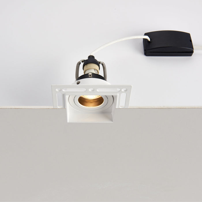 Saxby 78955 Trimless Downlight square 50W Matt white paint 50W GU10 reflector (Required) - westbasedirect.com