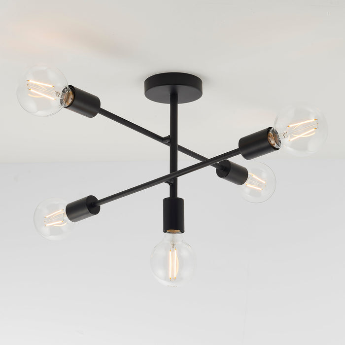 Endon 79502 Studio 5lt Semi flush Matt black 5 x 40W E27 GLS (Required) - westbasedirect.com