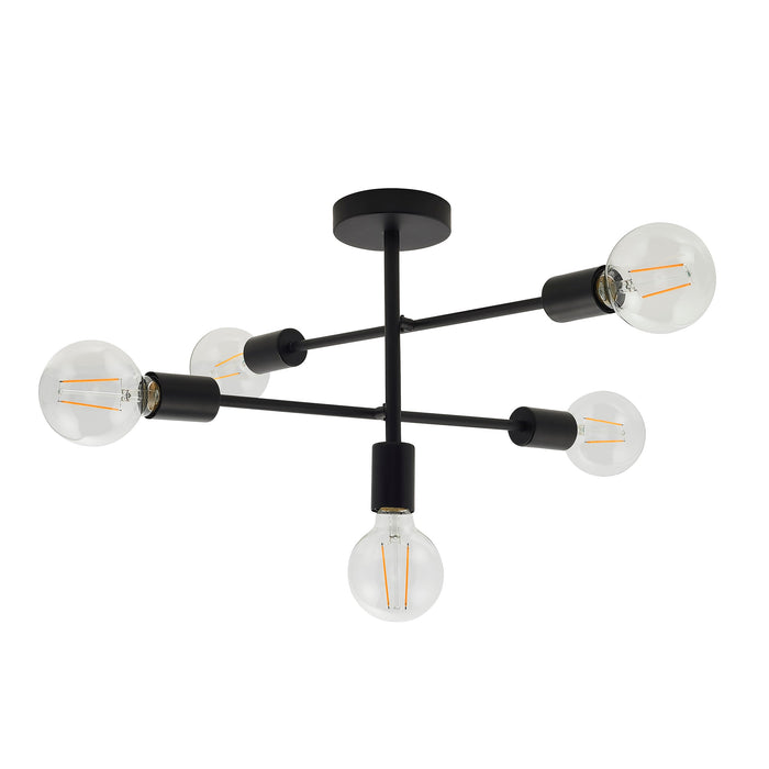 Endon 79502 Studio 5lt Semi flush Matt black 5 x 40W E27 GLS (Required) - westbasedirect.com