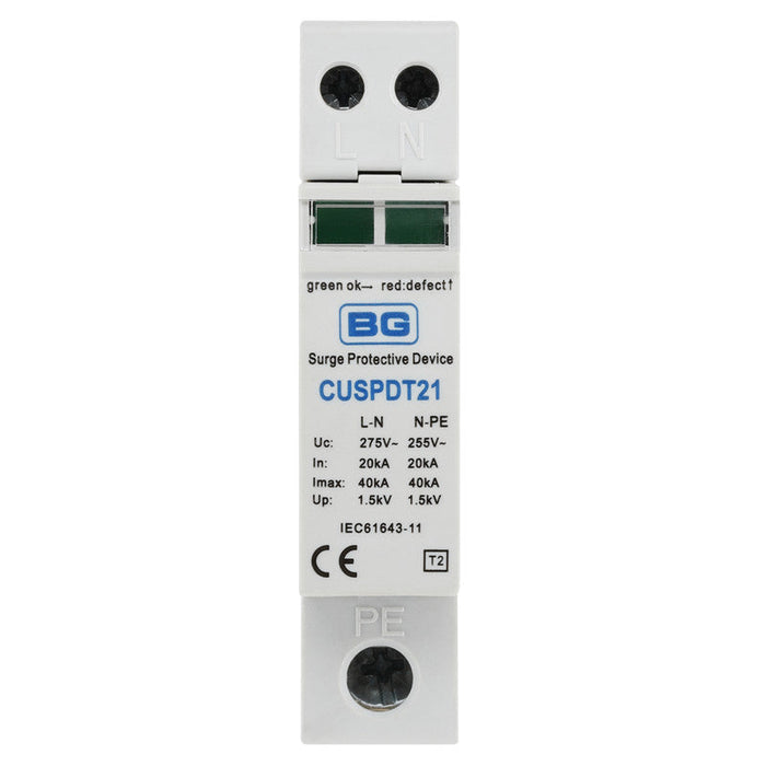 BG CUSPDT21 Single Phase Type 2 Surge Protection Device TT, TNS & TNCS - westbasedirect.com