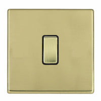 Hamilton 7G21R21PB-B Hartland G2 Screwless 1G 10AX 2 Way Plate Switch - Polished Brass, Black Insert