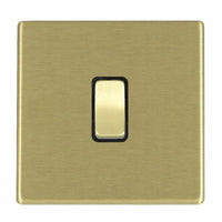 Hamilton 7G22R21SB-B Hartland G2 Screwless 1G 10AX 2 Way Plate Switch - Satin Brass, Black Insert