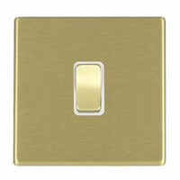 Hamilton 7G22R21SB-W Hartland G2 Screwless 1G 10AX 2 Way Plate Switch - Satin Brass, White Insert