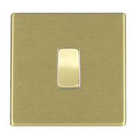 Hamilton 7G22R31SB-W Hartland G2 Screwless 1G 10AX Intermediate Plate Switch - Satin Brass, White Insert