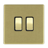 Hamilton 7G22R32SB-B Hartland G2 Screwless 2G 10AX Intermediate Plate Switch - Satin Brass, Black Insert