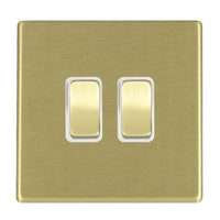 Hamilton 7G22R32SB-W Hartland G2 Screwless 2G 10AX Intermediate Plate Switch - Satin Brass, White Insert