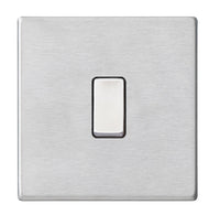 Hamilton 7G24R21SS-B Hartland G2 Screwless 1G 10AX 2 Way Plate Switch - Satin Stainless, Black Insert
