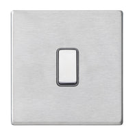 Hamilton 7G24R21SS-QG Hartland G2 Screwless 1G 10AX 2 Way Plate Switch - Satin Stainless, Quartz Grey Insert