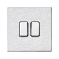 Hamilton 7G24R22SS-QG Hartland G2 Screwless 2G 10AX 2 Way Plate Switch - Satin Stainless, Quartz Grey Insert