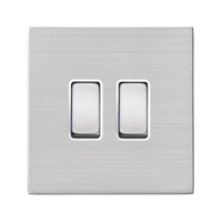Hamilton 7G24R22SS-W Hartland G2 Screwless 2G 10AX 2 Way Plate Switch - Satin Stainless, White Insert