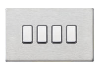 Hamilton 7G24R24SS-QG Hartland G2 Screwless 4G 10AX 2 Way Plate Switch - Satin Stainless, Quartz Grey Insert
