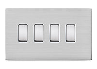 Hamilton 7G24R24SS-W Hartland G2 Screwless 4G 10AX 2 Way Plate Switch - Satin Stainless, White Insert