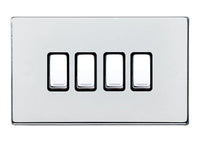 Hamilton 7G27R24BC-B Hartland G2 Screwless 4G 10AX 2 Way Plate Switch - Bright Chrome, Black Insert
