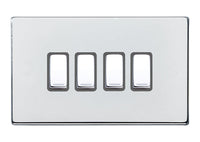 Hamilton 7G27R24BC-QG Hartland G2 Screwless 4G 10AX 2 Way Plate Switch - Bright Chrome, Quartz Grey Insert