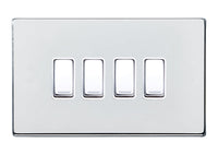 Hamilton 7G27R24BC-W Hartland G2 Screwless 4G 10AX 2 Way Plate Switch - Bright Chrome, White Insert