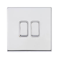 Hamilton 7G27R32BC-W Hartland G2 Screwless 2G 10AX Intermediate Plate Switch - Bright Chrome, White Insert