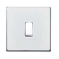 Hamilton 7G27RRTBC-W Hartland G2 Screwless 10AX Push To Make/Push to Break Retractive Plate Switch - Bright Chrome, White Insert