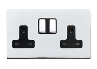 Hamilton 7G27SS2BC-B Hartland G2 Screwless 2G 13A DP Switched Socket - Bright Chrome, Black Insert