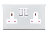 Hamilton 7G27SS2BC-W Hartland G2 Screwless 2G 13A DP Switched Socket - Bright Chrome, White Insert