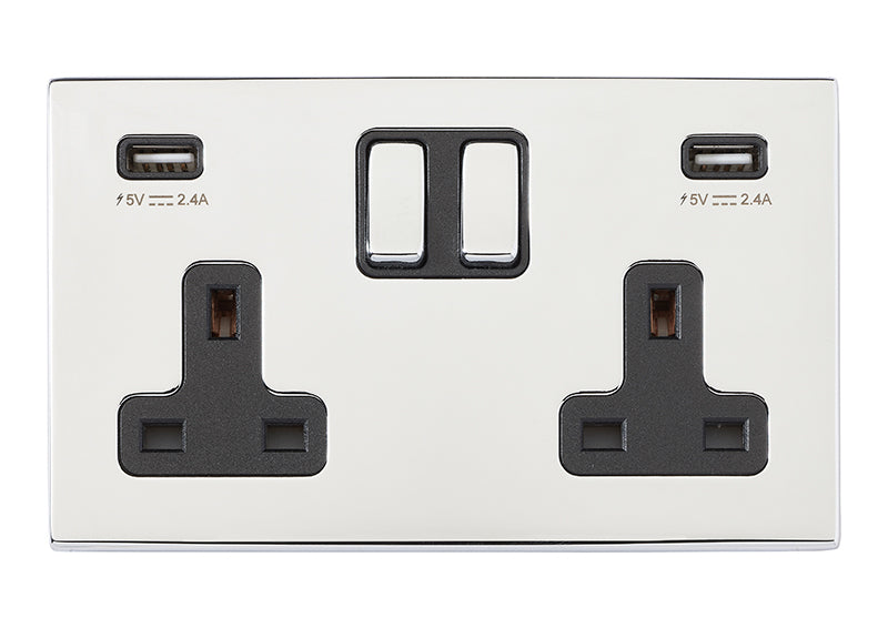 Hamilton Hartland G2 Screwless 2G 13A DP Switched Socket with 2x USB ...